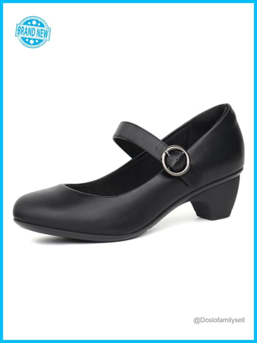 Women's Mary Janes Pumps Faux Leather Chunky Low Heel Dress Shoes